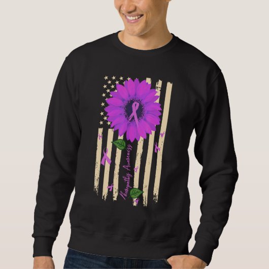 Neuropathy Awareness Sunflower Purple Ribbon USA F Sweatshirt (Vorderseite)
