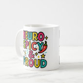 Neurospicy and Proud – Bright Neurodivergent Pride Kaffeetasse (Vorderseite Links)