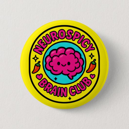 Neurospicy Brain Club Inclusive Neurodivergent Button (Vorderseite)
