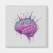 Neurospicy Cyberpunk Kunst | Rosa Neon-Gehirn