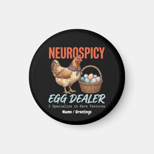 Neurospicy-Eierhändler Vintage-Henne Seltene Textu Magnet (Vorne)
