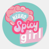'NeuroSpicy Girl' Neurodiversity Runder Aufkleber (Vorderseite)