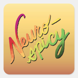 Neurospicy (Hand-Lettered Gradient Text) Quadratischer Aufkleber