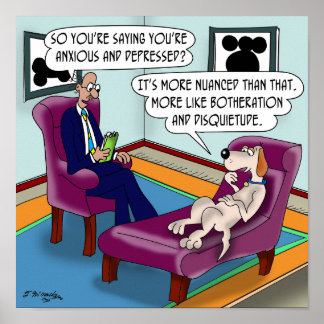 Neurotischer Hund auf der Couch Poster