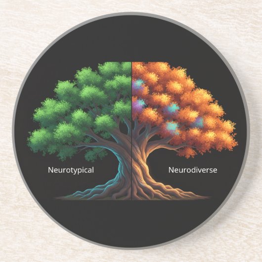 Neurotypisch vs. Neurodivers Getränkeuntersetzer (Vorne)