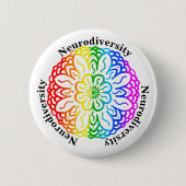 Neuroversity Awareness Rainbow Mandala Button (Vorderseite)