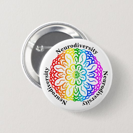 Neuroversity Awareness Rainbow Mandala Button (Vorne & Hinten)