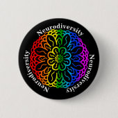 Neuroversity Awareness Rainbow Mandala Button (Vorderseite)