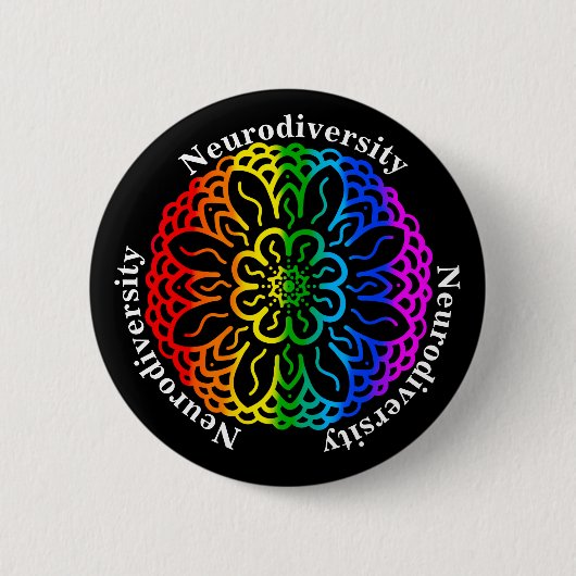 Neuroversity Awareness Rainbow Mandala Button (Vorderseite)