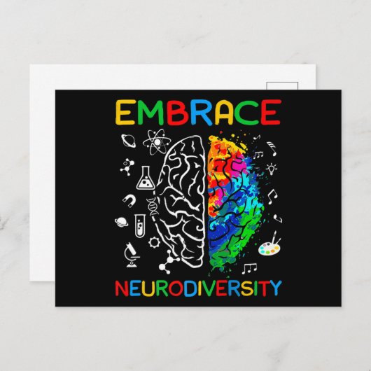 Neuroversity Shirt Embrase ADHD Autismus Bewusstse Postkarte (Vorne/Hinten)