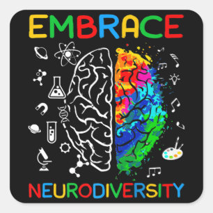 Neuroversity Shirt Embrase ADHD Autismus Bewusstse Quadratischer Aufkleber