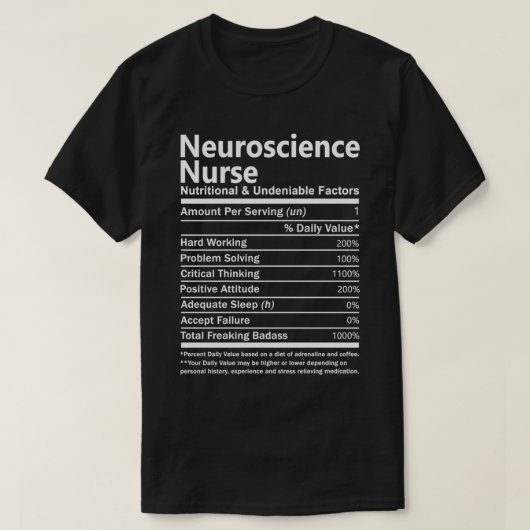 Neurowissenschaft nährwert- und unbestrittene Fakt T-Shirt (Design vorne)