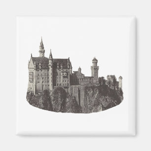 Neuschwanstein Burg Schwarz-Weiß-Geschichte Magnet