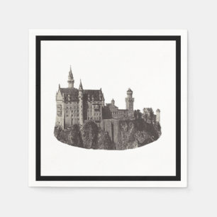 Neuschwanstein Burg Schwarz-Weiß-Geschichte Serviette