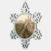 Neuschwanstein-Schloss, Bayern, Deutschland Schneeflocken Zinn-Ornament (Rechts)