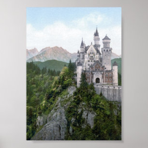 Neuschwanstein-Schloss-Lithographie Poster
