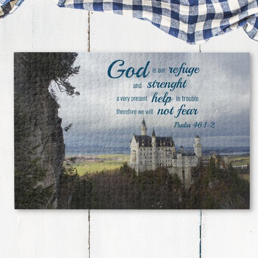 neuschwanstein Schloss, Psalm 46 1-2 20" x 30" Puzzle