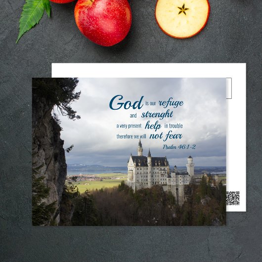 Neuschwanstein Schloss, Psalm 46 1-2 Bibelverse Postkarte