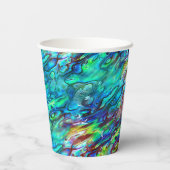 Neuseeland Abalone Paua Muschel Muster 1 Pappbecher (Rückseite)