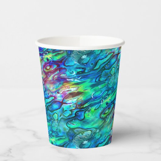 Neuseeland Abalone Paua Muschel Muster 1 Pappbecher (Links)