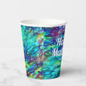 Neuseeland Abalone Paua Muschel Muster 1 Pappbecher (Rechts)