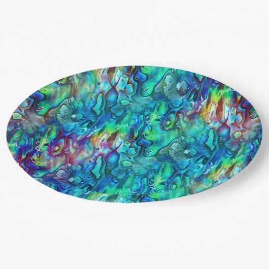 Neuseeland Abalone Paua Muschel Muster 1 Pappteller (Schrägansicht)