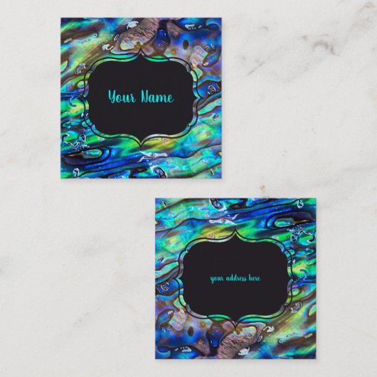 Neuseeland Abalone Paua Muschel Muster 1 Quadratische Visitenkarte (Vorne/Hinten)