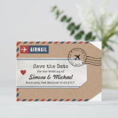 Neuseeland Airmail Gepäckmarke Rett Datum Save The Date (Stehend Vorderseite)