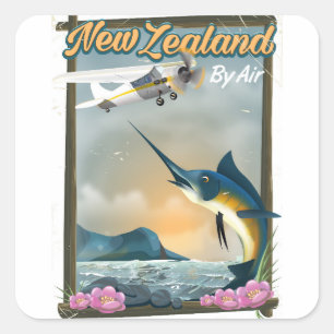 Neuseeland-Angelflugblatt Quadratischer Aufkleber