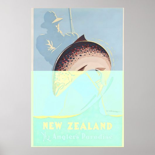 Neuseeland Anglerparadies Vintage-Reiseposter Poster (Vorne)