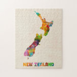 Neuseeland, Aquarell-Karte Puzzle<br><div class="desc">Eine Watercolorkarte von Neuseeland auf einem Vintagen Hintergrund</div>