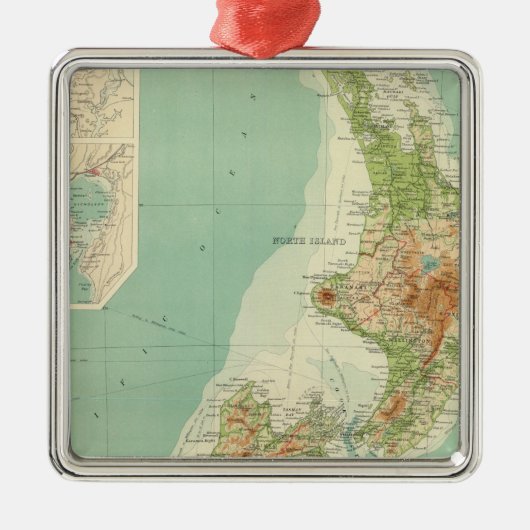 Neuseeland-Atlas-Karte Silbernes Ornament (Vorne)