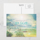 Neuseeland Beach & Mountain Postkarte (Vorne/Hinten)