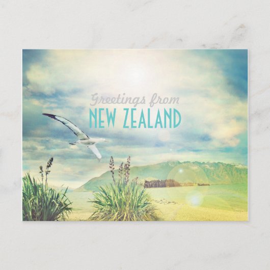 Neuseeland Beach & Mountain Postkarte (Vorderseite)