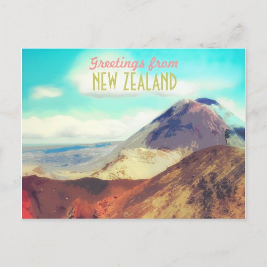 Neuseeland Berg Vulkan Postkarte (Vorderseite)