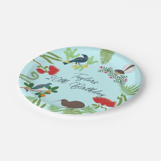 Neuseeland Bird Birthday Pappteller (Schrägansicht)