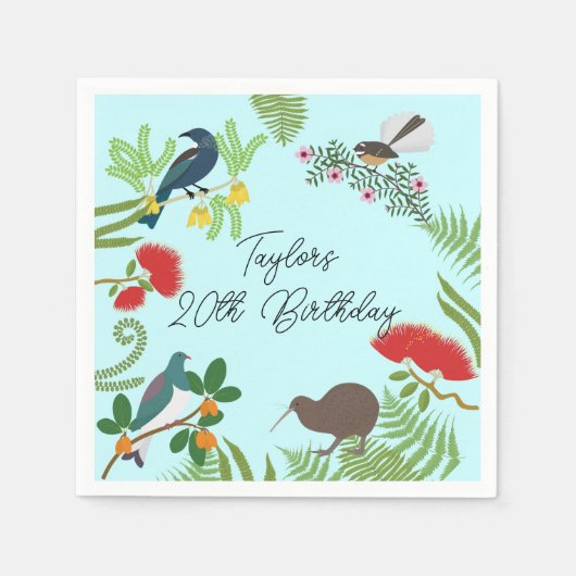 Neuseeland Bird Birthday Serviette (Vorderseite)
