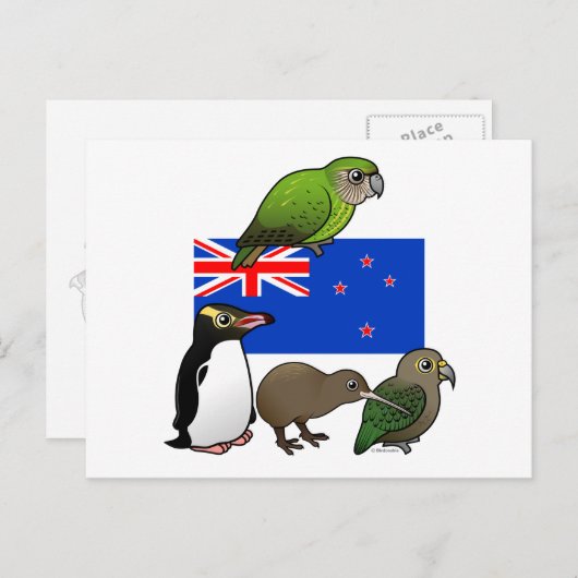 Neuseeland Birdorables Postkarte (Vorne/Hinten)