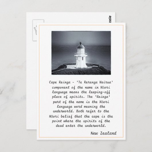 Neuseeland - Cape Reinga Lighthouse / Maori tree Postkarte (Vorne/Hinten)