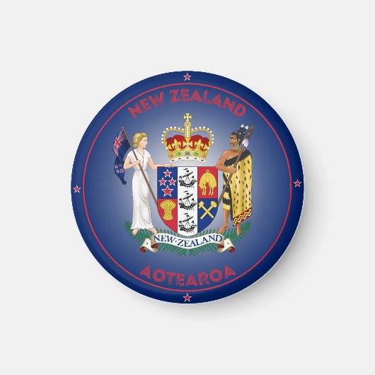 Neuseeland Coat of Arms Circle Shape Magnet (Vorne)