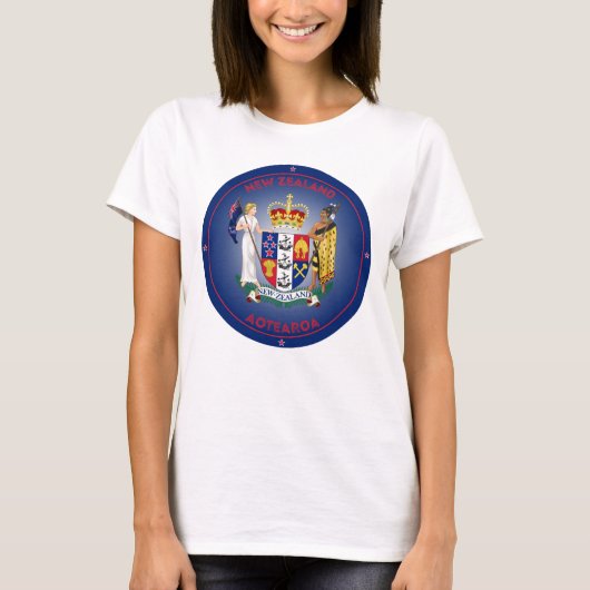 Neuseeland Coat of Arms Circle Shape T-Shirt (Vorderseite)