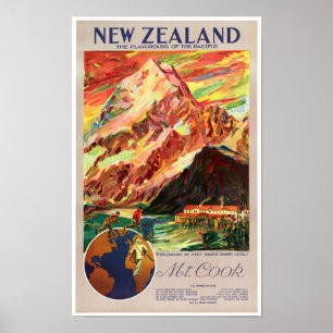 Neuseeland - Cook Vintage Travel Poster