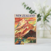 Neuseeland - Cook Vintage Travel Poster Postkarte (Stehend Vorderseite)