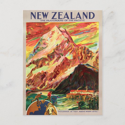 Neuseeland - Cook Vintage Travel Poster Postkarte (Vorderseite)