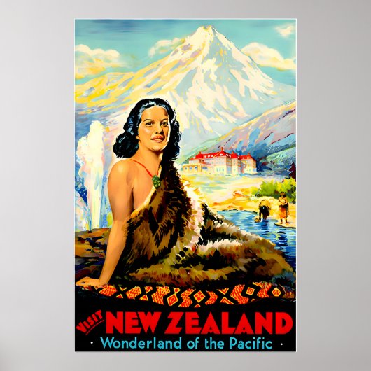 Neuseeland-Druck-Reiseplakat Maori Ar Poster (Vorne)