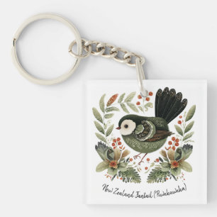 Neuseeland-Fächerschwanz-Folk-Art Schlüsselanhänger