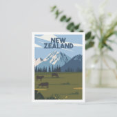 Neuseeland Famous Travel Place Illustration Postkarte (Stehend Vorderseite)