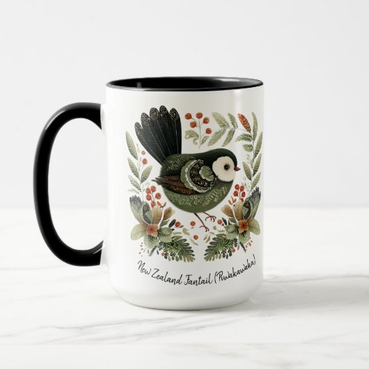 Neuseeland-Fantail-Folk-Art Tasse (Links)