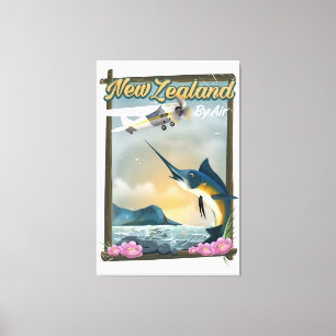 Neuseeland Fischen Reiseplakat Leinwanddruck