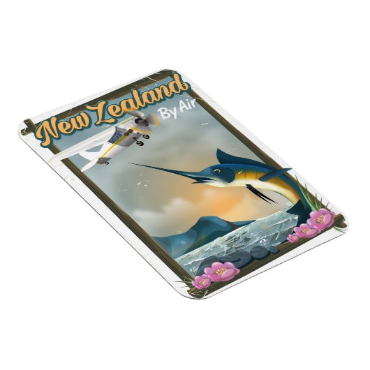 Neuseeland Fischen Reiseplakat Magnet (Rechte Seite)